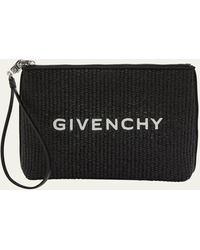 Givenchy - Travel Zip Top Pouch In Raffia With Wristlet - Lyst
