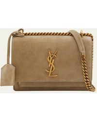 Saint Laurent - Sunset Small Ysl Crossbody Bag In Suede - Lyst