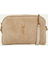 Saint Laurent - Gaby Mini Ysl Crossbody Bag In Quilted Suede - Lyst