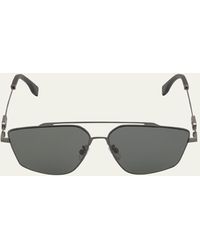 Fendi - O'clock Metal Double-bridge Aviator Sunglasses - Lyst