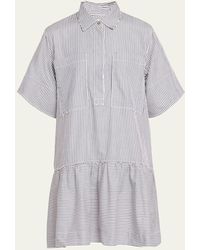 Jonathan Simkhai - Cris Railroad Stripe Cotton Short-sleeve Mini Shirtdress - Lyst