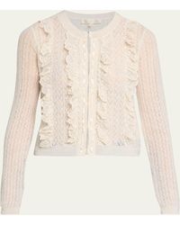 LoveShackFancy - Melisse Eyelet Ruffle Cardigan - Lyst