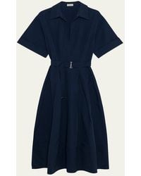 Jonathan Simkhai - Deanna Short-Sleeve Belted Midi Dress - Lyst
