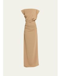 Michael Kors - Draped Cap-Sleeve Wool Column Gown - Lyst