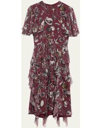 Jason Wu - Marine Print Chiffon Day Dress With Ruffle Detail - Lyst