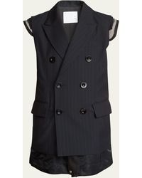Sacai - Chalk Stripe Double Breasted Layered Vest - Lyst