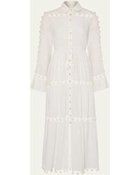 Milly Cabana - Beaded Cotton Midi Dress - Lyst