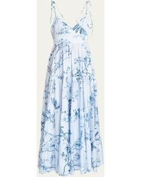 Erdem - Floral-print Tie-strap Tiered Maxi Dress - Lyst