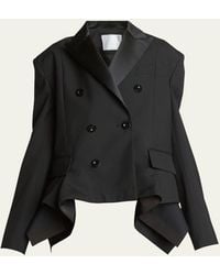 Sacai - Blazer Jacket With Ruffled Hem Detail - Lyst