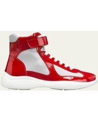 Prada - America's Cup High-top Patent Leather Sneakers - Lyst