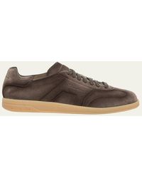 Santoni - Oly Burnished Suede Low-Top Sneakers - Lyst