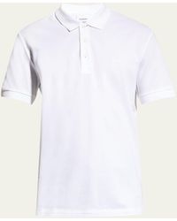 Burberry - Eddie Monogram-embroidered Cotton-piqué Polo Shirt - Lyst