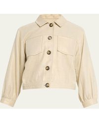 L'Agence - Cruz Cropped Cotton & Linen Utilitarian Jacket - Lyst