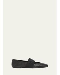 Givenchy - Sliced Square Textured Leather Square-Toe Ballerina Flats - Lyst