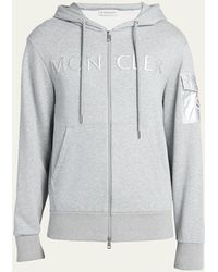 Moncler - Cotton Terry Embroidered Logo Zip Hoodie - Lyst