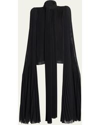 Balenciaga - Pleated Long-sleeve Blouse With Scarf - Lyst
