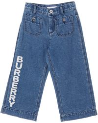 Burberry Girl's Nicey Logo Print Denim Trousers - Blue