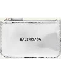 Balenciaga - Metallic Zip Leather Card Holder - Lyst