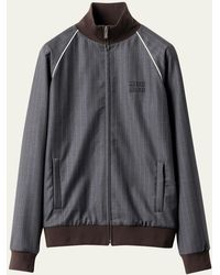 Miu Miu - Pinstripe Zip-Up Jacket - Lyst