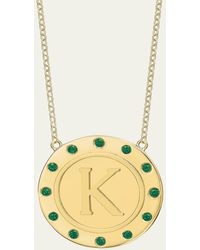 Tracee Nichols - 14K Initial Token Necklace With Emeralds - Lyst