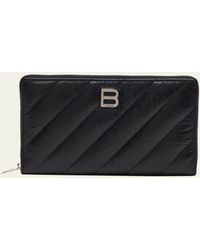 Balenciaga - Crush Zip Quilted Continental Wallet - Lyst