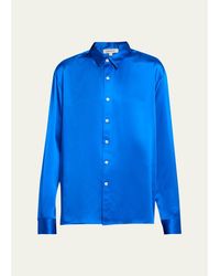 Zankov - Jimmy Button-Front Silk Shirt - Lyst