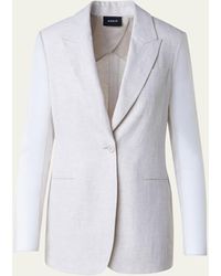 Akris - Tiziano Linen Blazer Jacket With Organza Sleeves - Lyst