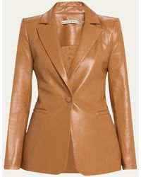 Alice + Olivia - Macey Fitted Vegan Leather Blazer - Lyst