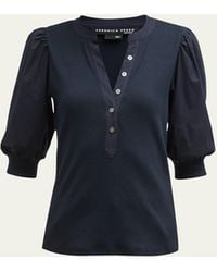 Veronica Beard - Coralee Puff Sleeve Button-front Top - Lyst