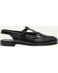 Hereu - Roqueta Woven Leather Slingback Loafers - Lyst