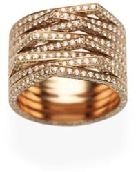 Repossi Antifer Eight-row Ring With Diamonds In 18k Black Gold