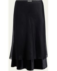 KHAITE - Monina Layered Satin Viscose Midi Skirt - Lyst