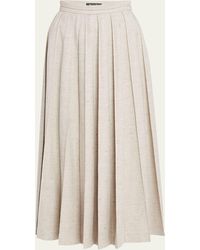 Loro Piana - Fumiko Pleated Midi Wool Linen Skirt - Lyst