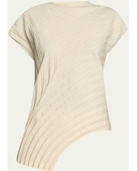 Issey Miyake - Curved Pleats Stripe Blouse - Lyst