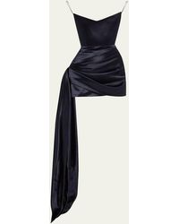 Alex Perry - Strapless Corset Satin Mini Dress With Draped Panel - Lyst