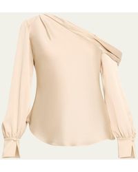 Jonathan Simkhai - Alice Draped Satin One-Shoulder Top - Lyst