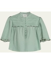 Isabel Marant - Douna Pleated-Bib Voile Blouse - Lyst