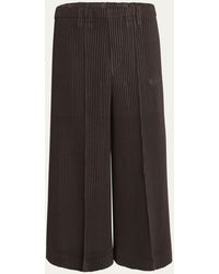 Homme Plissé Issey Miyake - Pleated Polyester Cropped Pants - Lyst