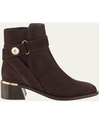 Jimmy Choo - Noor Suede Pearly-button Ankle Booties - Lyst