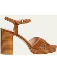 Stuart Weitzman - 95Mm Park Suede Platform Sandals - Lyst