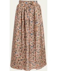 Loro Piana - Isabel Bolivian Garden-print Midi Skirt - Lyst