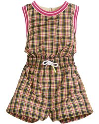 Burberry Pollie Woven Plaid Romper - Pink
