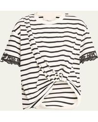 3.1 Phillip Lim - Striped Lace-embroidered T-shirt - Lyst