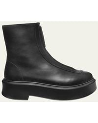 The Row - Zippered Platform Leather Combat Boots - Lyst