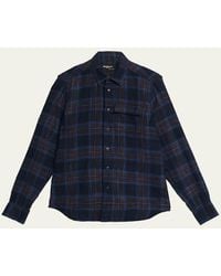 Kiton - Wool-Blend Plaid Snap-Front Overshirt - Lyst