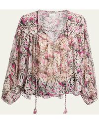 Isabel Marant - Ametissa Printed Drawcord Silk Top - Lyst