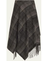 Ralph Lauren - Fringed Plaid Wrap Midi Skirt - Lyst