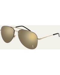 Saint Laurent - Classic 11 Monochromatic Aviator Sunglasses - Lyst