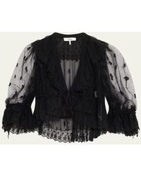 Chloé - Lace V-Neck Ruffle Top - Lyst