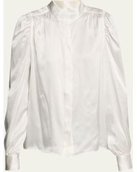 FRAME - Gillian Long-sleeve Silk Top - Lyst